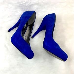 Cobalt Royal Blue Suede Steve Madden Trinitie Platform  Heels/Pumps